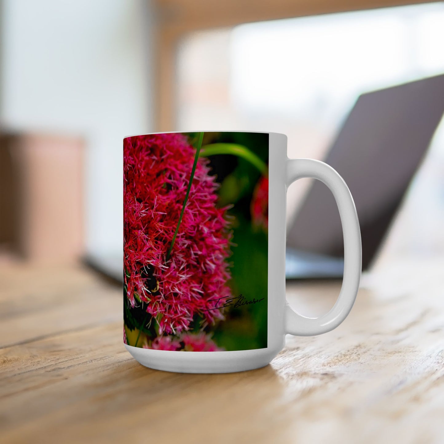 Beautiful Flower and Bee Ceramic Mug 15oz