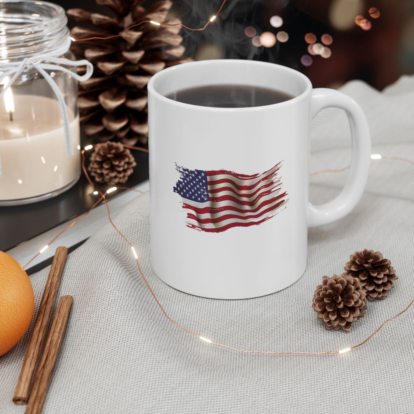 Majestic Bald Eagle and American Flag Mug