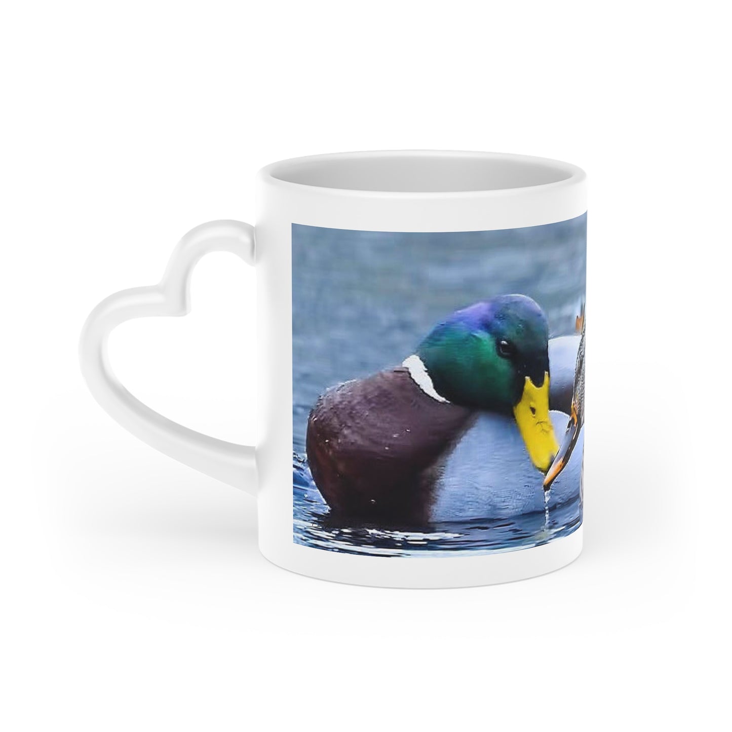 Kissing Ducks Heart-Shaped Mug