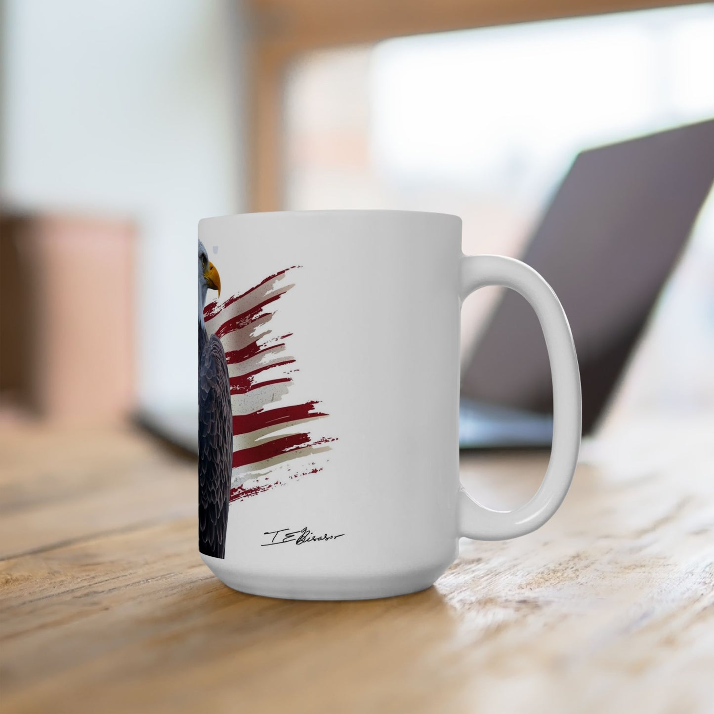 Majestic Eagle and Flag Ceramic Mug 15oz