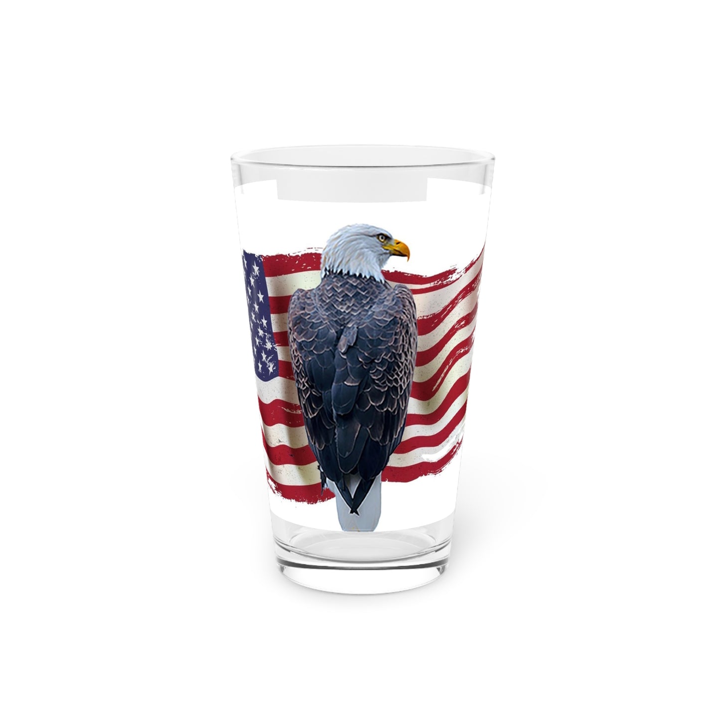 Bald Eagle with American Flag - Pint Glass, 16oz