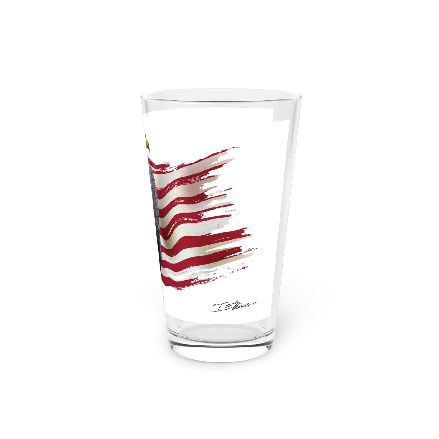 Bald Eagle with American Flag - Pint Glass, 16oz