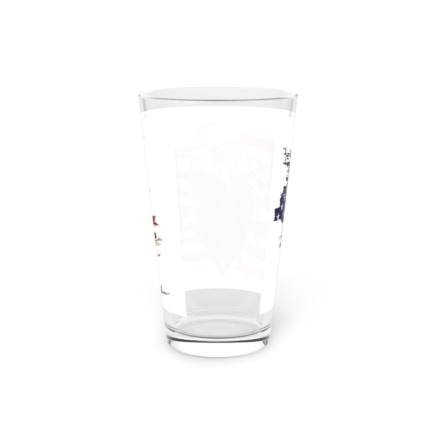Bald Eagle with American Flag - Pint Glass, 16oz