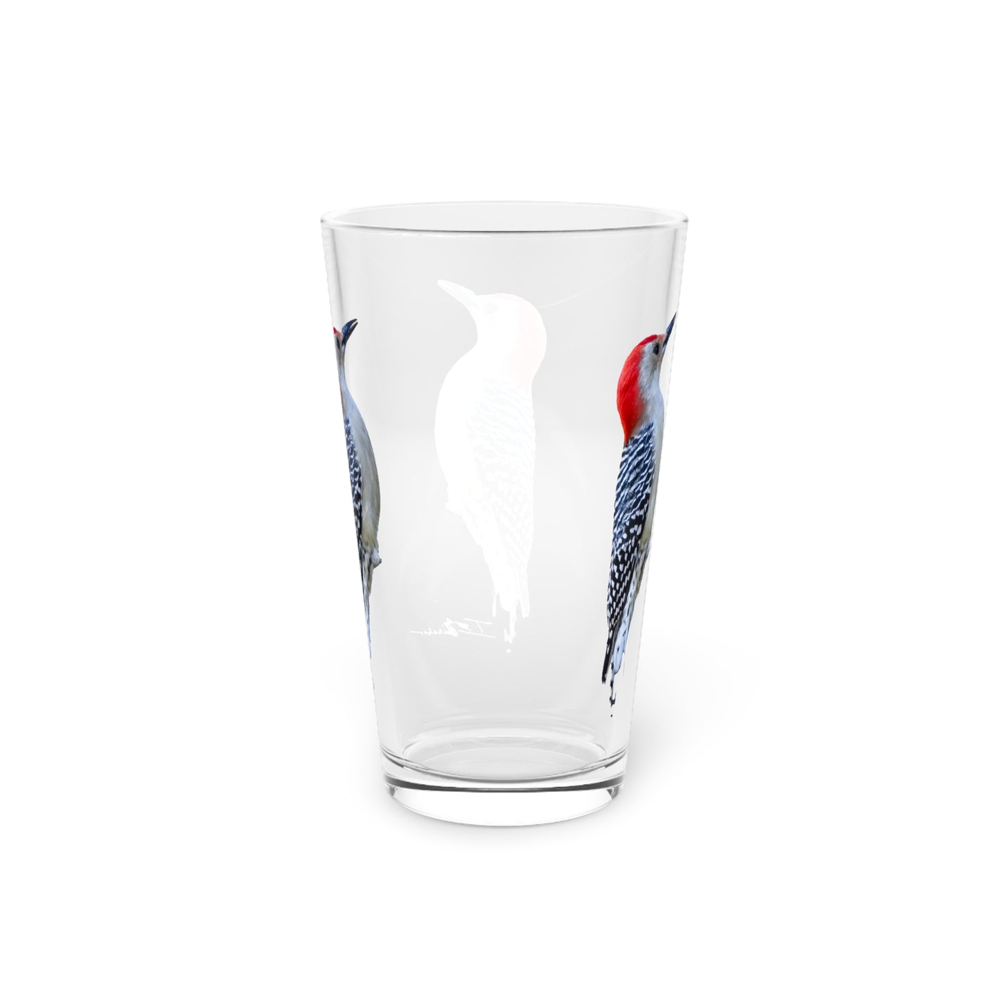 Red Headed Woodpecker Pint Glass, 16oz