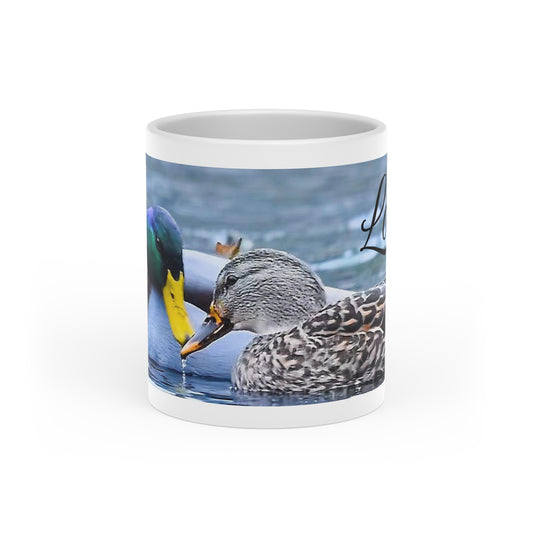 Kissing Ducks Heart-Shaped Mug