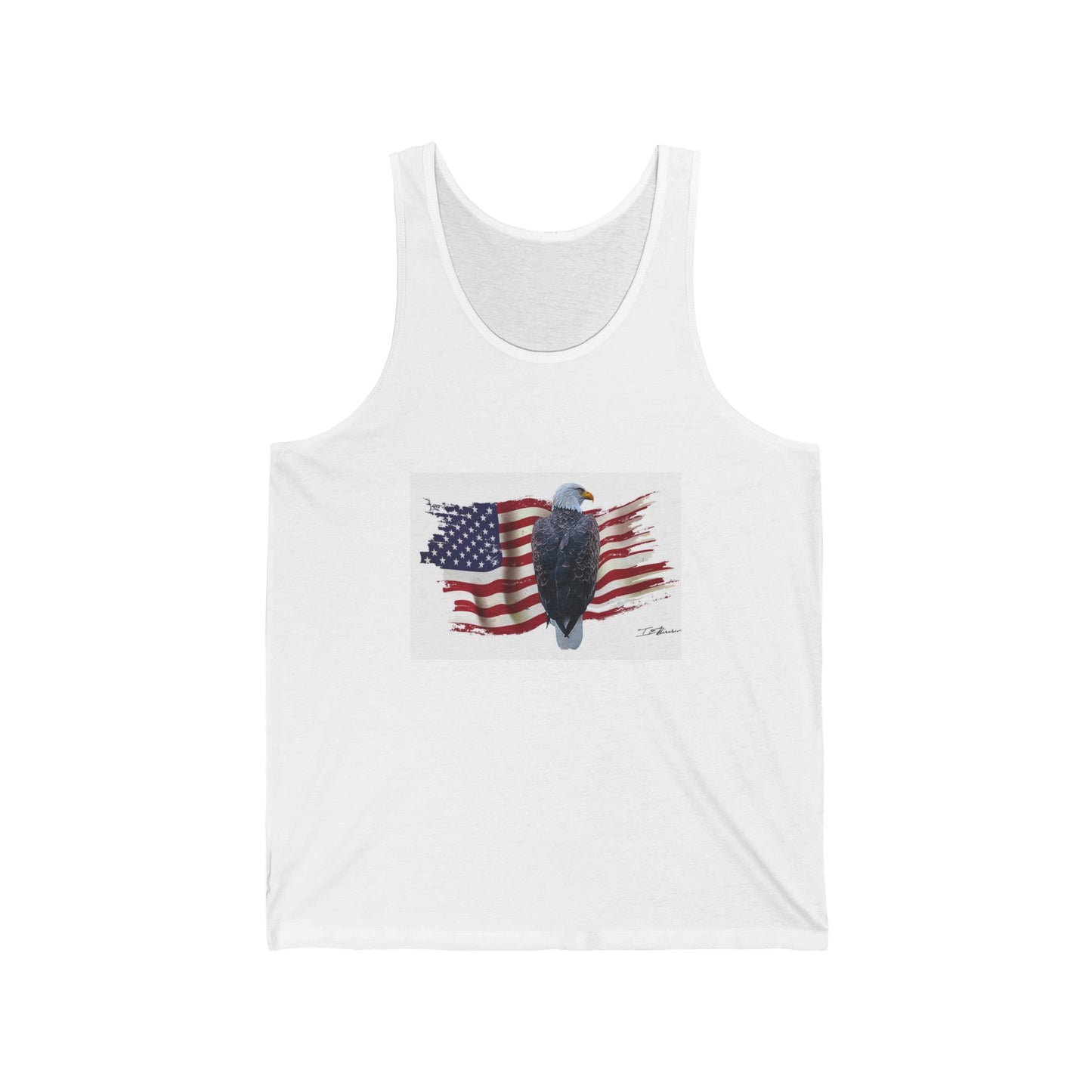 Majestic  Bald Eagle and Flag - Unisex Jersey Tank