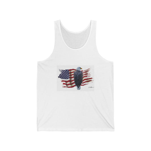Majestic  Bald Eagle and Flag - Unisex Jersey Tank