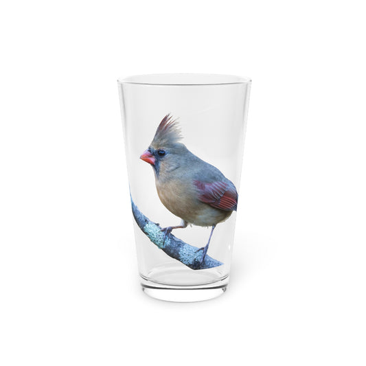 Glassware - Beautiful Female Cardinal Design for Nature Lovers and Bird Enthusiasts, 16oz