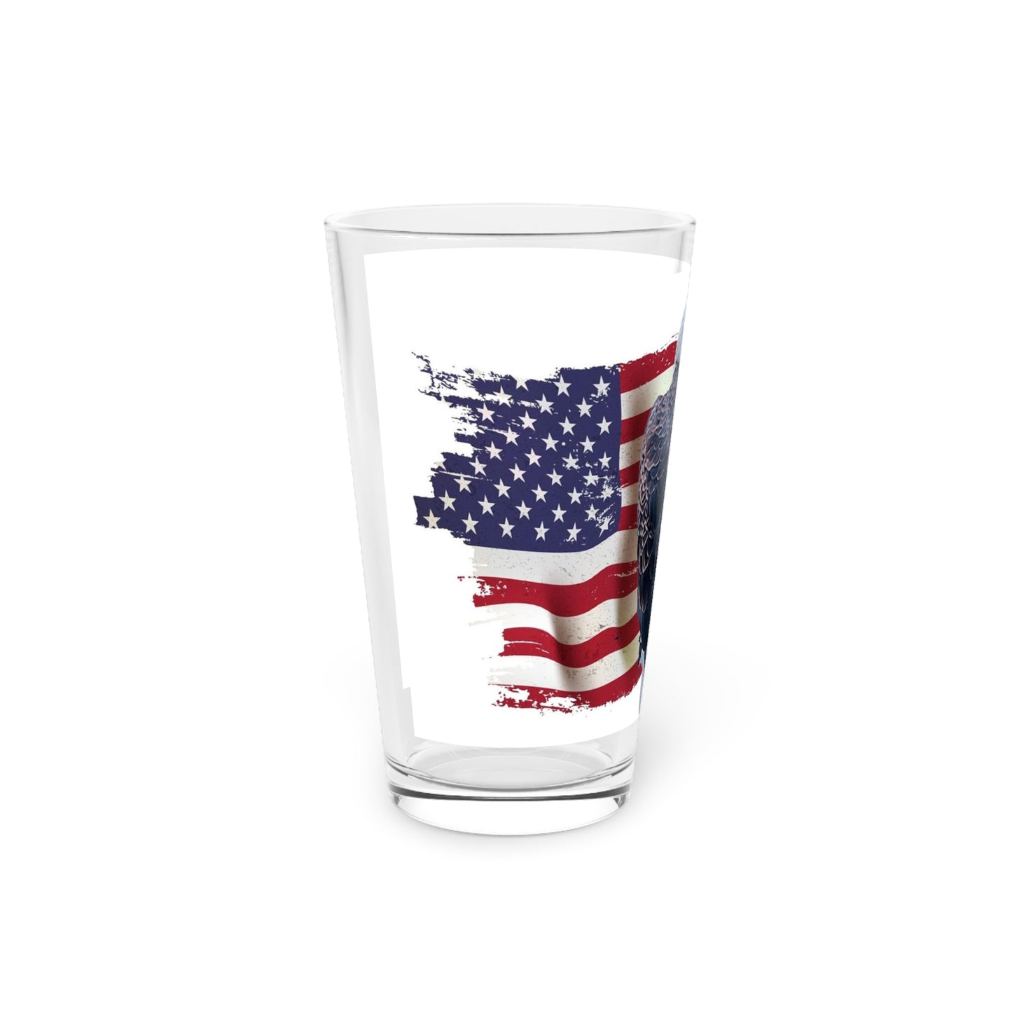 Bald Eagle with American Flag - Pint Glass, 16oz