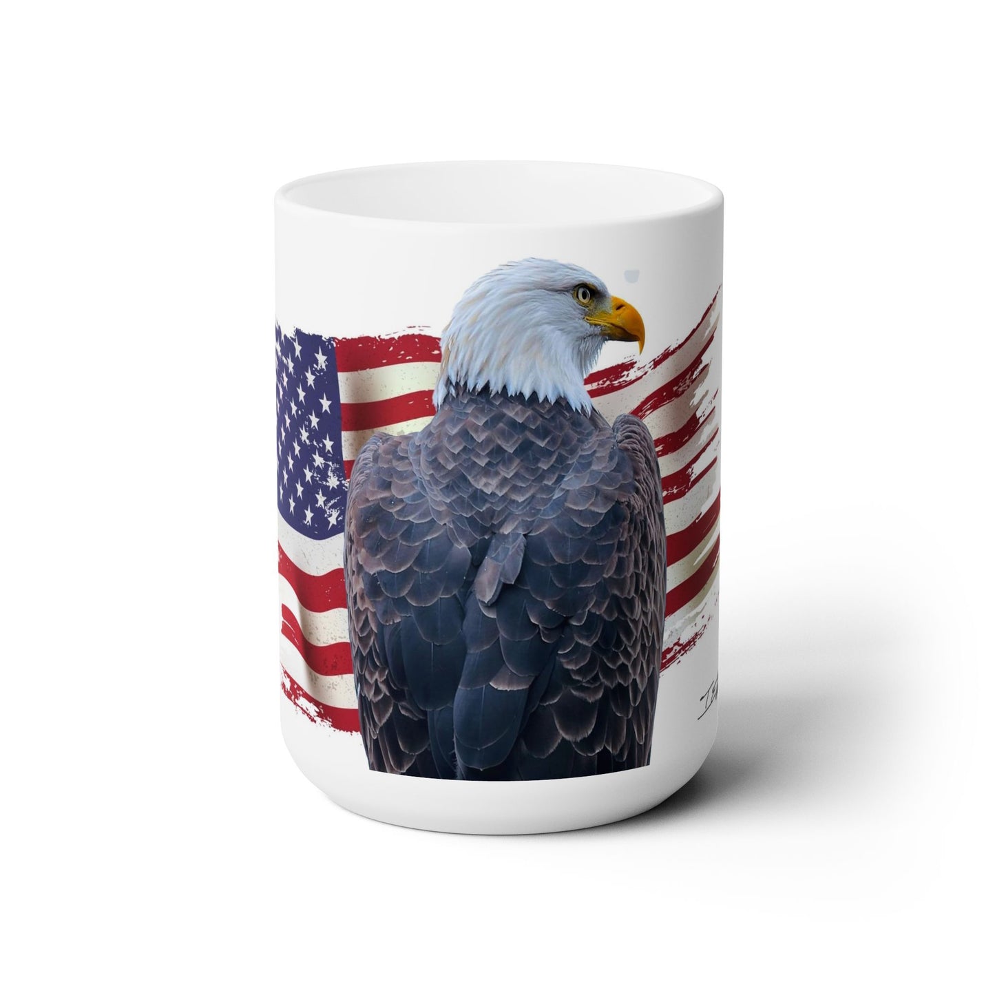 Majestic Eagle and Flag Ceramic Mug 15oz