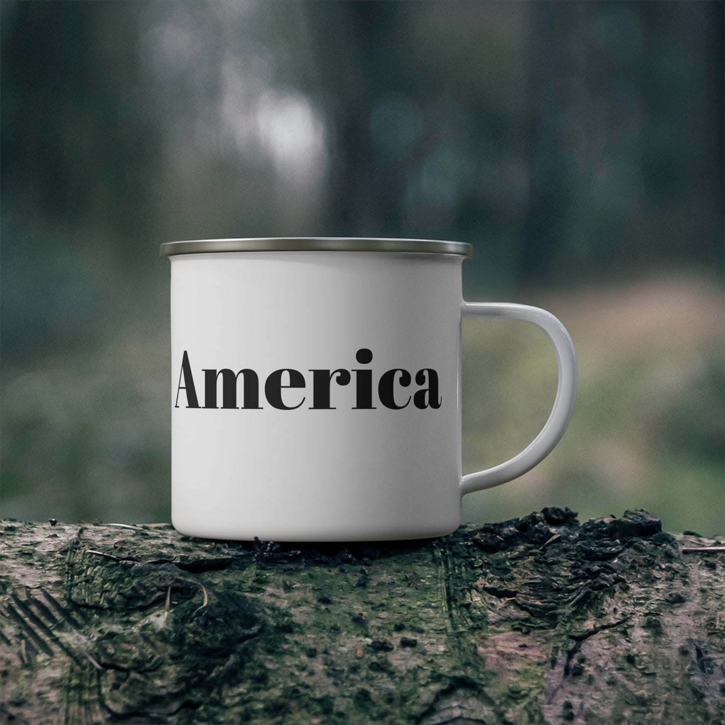 Majestic Bald Eagle and American Flag - America Enamel Camping Mug