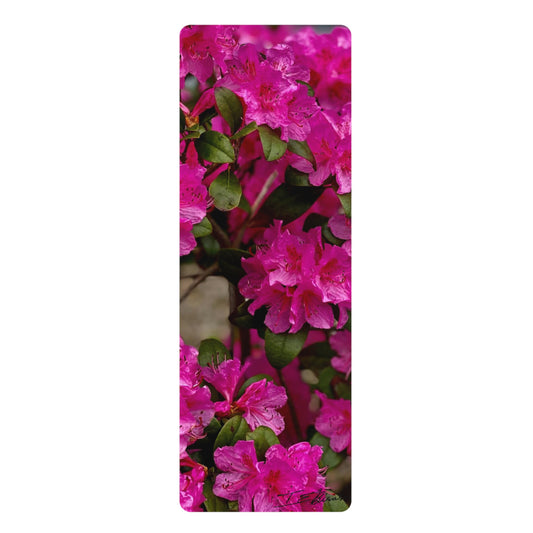 Beautiful Rubber Yoga Mat Featuring Fuchsia Flowers