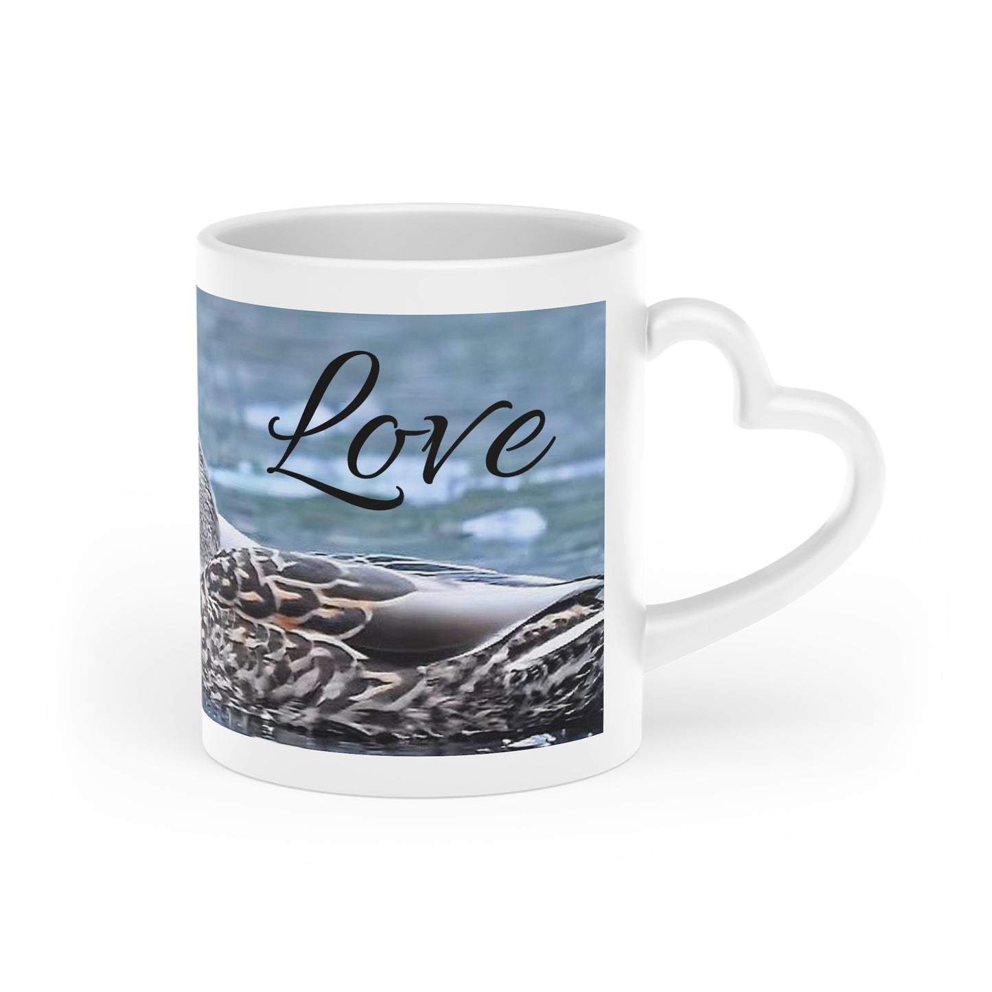 Kissing Ducks Heart-Shaped Mug