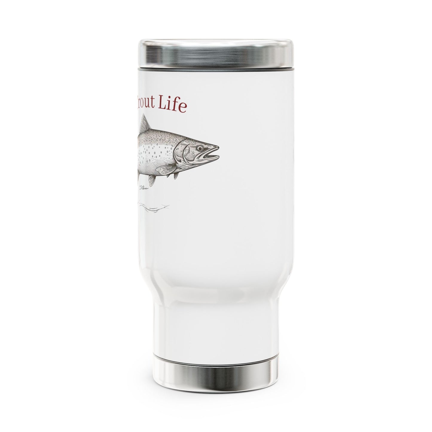 Trout Life(™) Stainless Steel Travel Mug with Handle, 14oz
