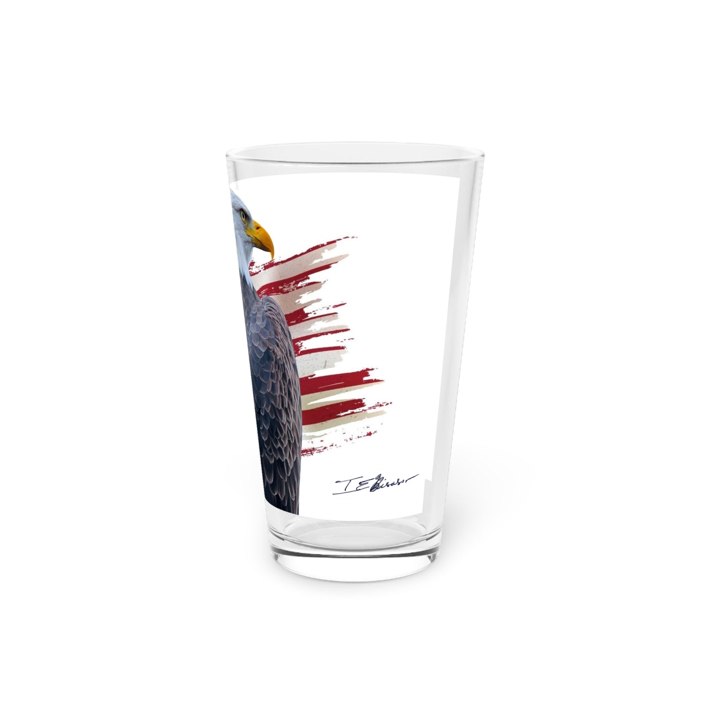 American Eagle and Flag Pint Glass, 16oz