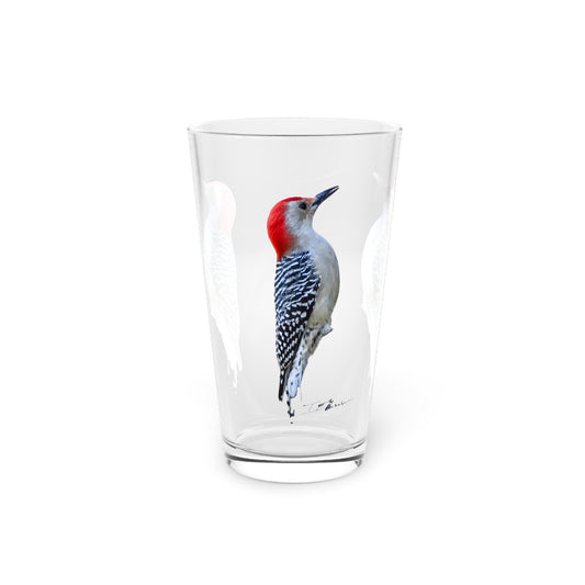 Red Headed Woodpecker Pint Glass, 16oz